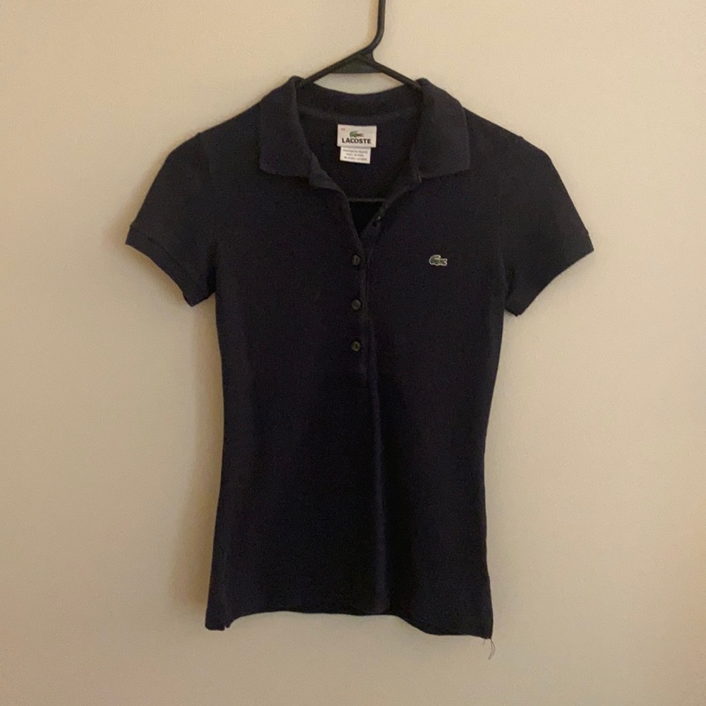 Womens {Lacoste} Navy Blue Polo